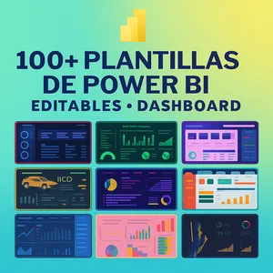 Imagen de portada para Ebook Mega Pack +100 Plantillas Premium de Power BI: Dashboards Editables