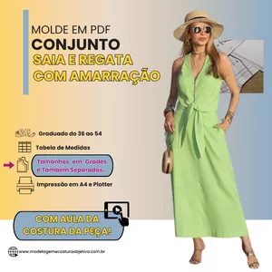 Imagem de capa para o Curso online Molde em PDF: Conjunto Saia e Regata com Amarração (com aula de costura da peça)