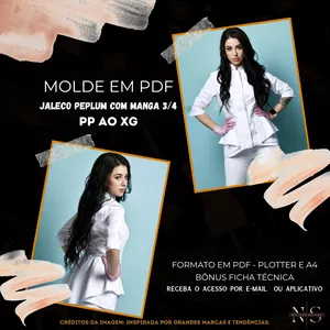 Imagem de capa para o Curso online 🧵[Molde em PDF] - Jaleco Peplum com Manga 3/4 ID 6325572 [PP ao XG]