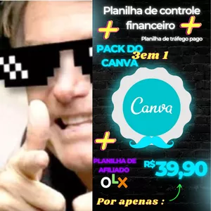 Imagem de capa para o Ebook PLANILHA CONTROLE FINANCEIRO + TRAFEGO PAGO +PLANILHA DE AFILIADO OLX + PACK DE CANVA 3 EM 1 