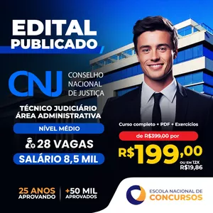 Imagem de capa para o Curso online CNJ (Conselho Nacional de Justiça) - Técnico Judiciário - Área Administrativa