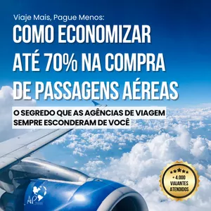 Imagem de capa para o Ebook Guia com o passo a passo para economizar até 70% na compra da sua passagem aérea!