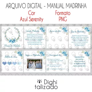 Imagem de capa para o Ebook Arquivo Digital - Manual de Casamento: padrinhos (casal e solteiro), pajem e dama Azul Serenity