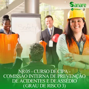 Imagem de capa para o Curso online NR 05 - CURSO DE CIPA - COMISSÃO INTERNA DE PREVENÇÃO DE ACIDENTES E DE ASSÉDIO ( GRAU DE RISCO 3)