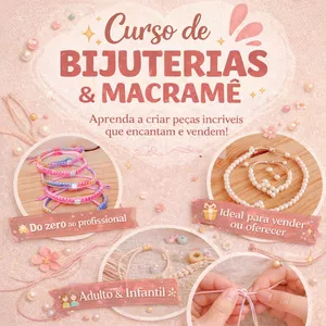 Imagem de capa para o Curso online  Curso de Bijuterias Miçangas e  Macramê - By Bora Fazer Lacitos