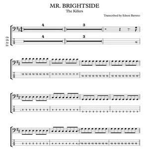 Cover image for Online course MR. BRIGHTSIDE (The Killers) Bass Score &amp; Tab Lesson