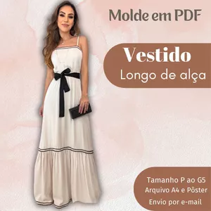 Imagem de capa para o Ebook MOLDE EM PDF VESTIDO LONGO DE ALÇA 