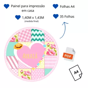 Imagem de capa para o Ebook ARTE PAINEL ARRAIÁ ROSA EM FOLHAS A4