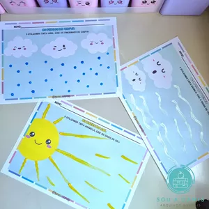 Imagem de capa para o Ebook Atividade - Sol, Vento e Chuva ☀️☁️🌧️