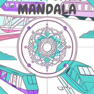 Imagen de portada para Ebook LIBRO DE MANDALA PARA COLOREAR TRANSPORTES 