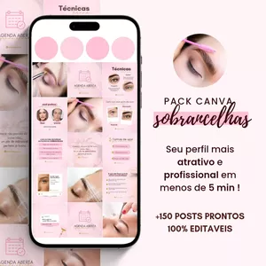 Imagem de capa para o Ebook Pack Canva Designer de Sobrancelhas