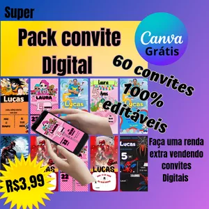 Imagem de capa para o Curso online Pack canva Convite Digital