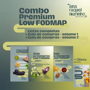 Imagem de capa para o Ebook Combo Premium Low FODMAP | Guias de compras - Volumes 1 e 2 + Listas Completas de Alimentos