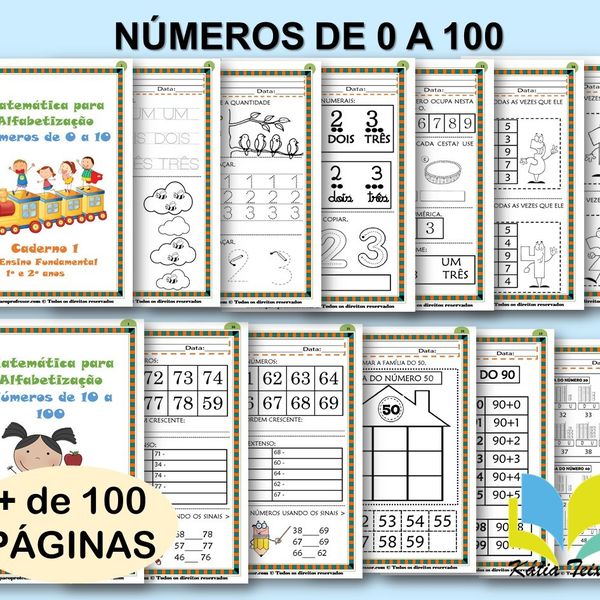 Cadernos De Atividades Matematica Para Alfabetizacao Numeros De 0 A 100 Professora Katia Teixeira Learn A New Skill Templates Source Codes Hotmart