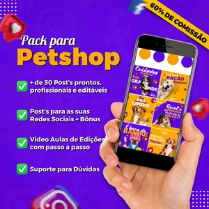 Imagem do curso Pacote +30 Artes Feed Organizado para Petshop - Pack Canva