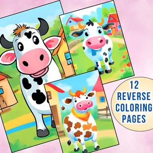 Imagem de capa para o Curso online 12 Páginas de Colorir Invertido de Vacas Fofas | Atividades para Alunos do Ensino Fundamental e Médio