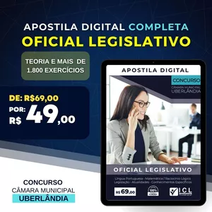 Imagem de capa para o Ebook Apostila Digital - Oficial Legislativo - Câmara Municipal de Uberlândia