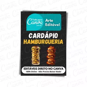 Imagem principal do produto Canva Pack Editável - Cardápio de Hamburgueria + 5 Kits Bônus