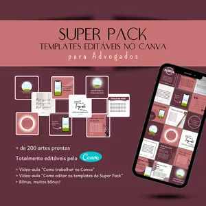 Imagem de capa para o Curso online SUPER PACK – TEMPLATES EDITÁVEIS NO CANVA, PARA ADVOGADOS 