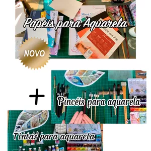 Imagem de capa para o Curso online Combo Materiais para Aquarela: Tintas, Pincéis e Papéis