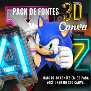 Imagem de capa para o Ebook Pack de Fontes 3D para Canva