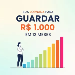 Imagem de capa para o Ebook Sua jornada para juntar R$1000 em 12 meses.