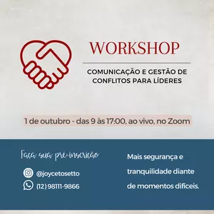 Imagem de capa para o Evento online WORKSHOP COMUNICAÇÃO E GESTÃO DE CONFLITOS PARA LÍDERES