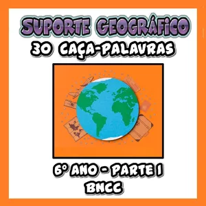 Imagem de capa para o Ebook  30 Caça-Palavras - 6º Ano Geografia BNCC! 🧩