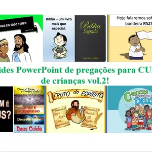 Imagem de capa para o Curso online Slides PowerPoint de pregações para CULTO de crianças vol.2!
