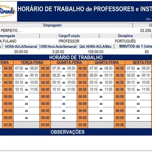 Imagem de capa para o Ebook PLANILHA para MONTAGEM de HORÁRIO DE TRABALHO de PROFESSORES e INSTRUTORES