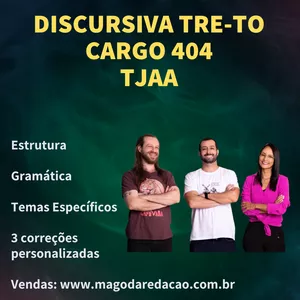Imagem de capa para o Curso online Discursiva TRE-TO cargo 404 (Técnico Judiciário) com 3 correções personalizadas