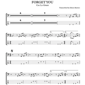 Main image of product FORGET YOU (CeeLo Green) Bass Score & Tab Lesson