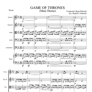 Imagem de capa para o Curso online Arranjo da música "Game of Thrones" de Rami Djawadi para a série "Game of Thrones" para Cordas e Piano