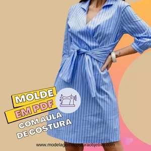 Imagem de capa para o Ebook VS VESTIDO CHEMISE - MOLDE EM PDF- COM AULA DE COSTURA.