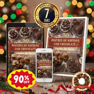 Imagen de portada para Curso online EBOOK - 50 POSTRES DE NAVIDAD CON CHOCOLATE ¡FACILES DE HACER! (90% OFF - EL PRECIO SUBIRA MUY PRONTO)