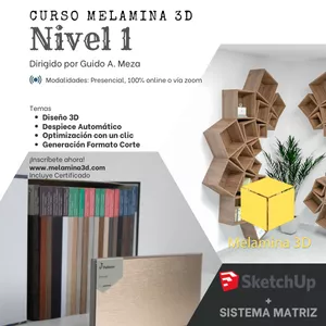 Imagen de portada para Curso online Melamina 3D - Nivel 1 (SketchUp + Sistema Matriz)