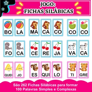 Imagem de capa para o Ebook Jogo Fichas Silábicas - Cartelas Ilustradas