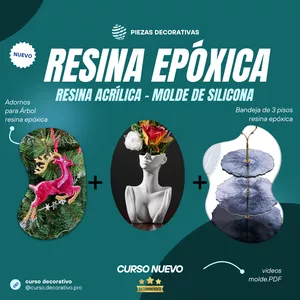 Imagen de portada para Curso online BANDEJA Y ADORNOS DE RESINA EPÓXICA - RESINA ACRÍLICA - MOLDE DE SILICONA