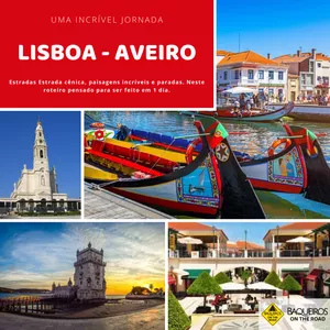 Imagem de capa para o Ebook Guia de Viagem Lisboa-Aveiro - Roteiro Completo, com rotas, paradas, curiosidades e atrações