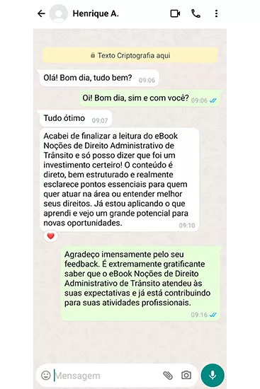 feedback cliente no WhatsApp