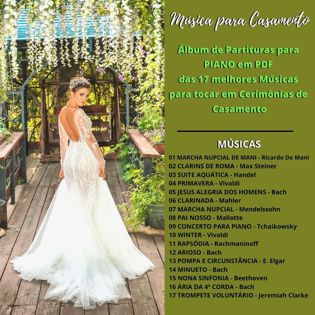 Imagem do curso 17 Arranjos Incríveis! Álbum de Partituras em PDF para PIANO de Músicas para Casamento.