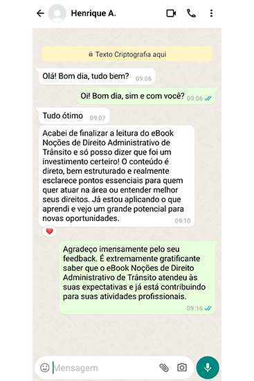 feedback cliente no WhatsApp