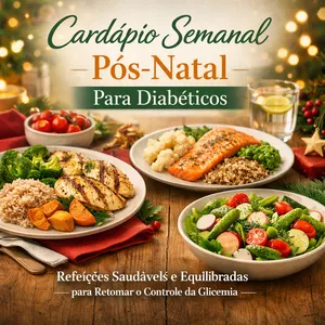 Imagem de capa para o Ebook Cardápio Semanal Pós-Natal Para Diabéticos: Recupere o Controle da Glicemia com Refeições Saudáveis e Deliciosas