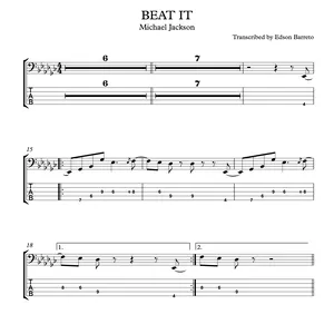Main image of product BEAT IT (Michael Jackson) Bass Score & Tab Lesson