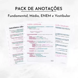 Imagem de capa para o Ebook PACK DE ANOTAÇÕES -Fundamental, Médio, ENEM e Vestibular