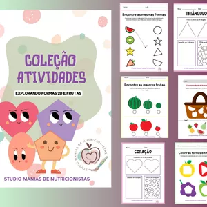 Imagem de capa para o Ebook Caderno de Atividades - Formas 2D e frutas