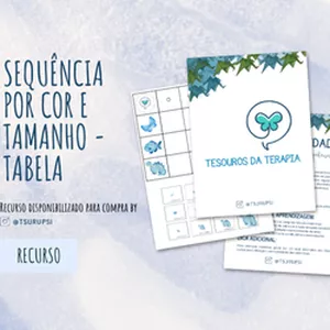 Imagem de capa para o Ebook Atividades Sequência por Cor e Tamanho -  Tabela
