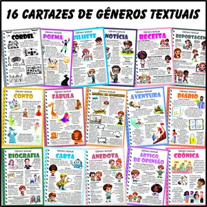 Imagem de capa para o Ebook 16 Cartazes de Gêneros textuais ou folhinhas de conceitos