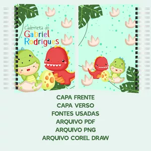 Imagem de capa para o Ebook Capas Agenda/Caderneta dinossauro baby arquivo digital