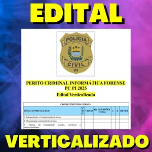 Imagem de capa para o Ebook PERITO CRIMINAL INFORMÁTICA FORENSE PC PI 2025 - EDITAL VERTICALIZADO